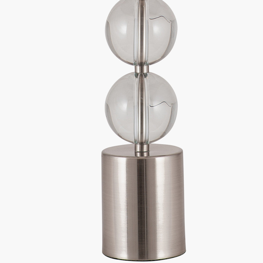 Harris Tall Brushed Silver and Clear Glass Table Lamp for sale - Woodcock and Cavendish