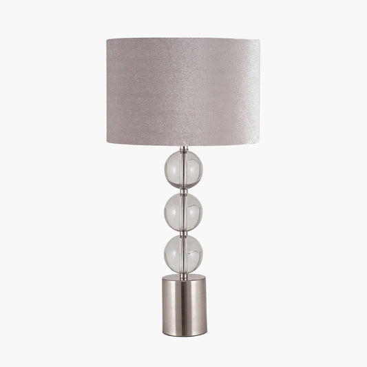 Harris Tall Brushed Silver and Clear Glass Table Lamp for sale - Woodcock and Cavendish