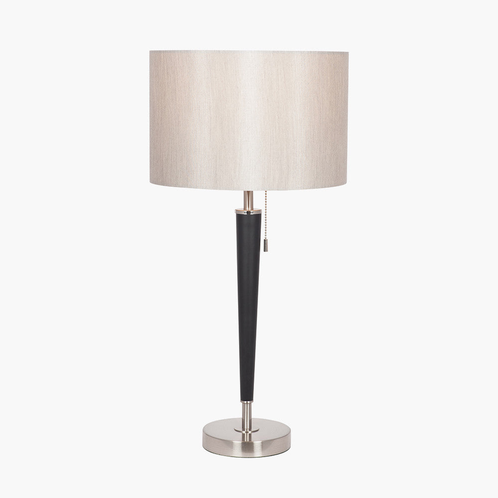 Lowry Brushed Silver and Matt Black Metal Table Lamp for sale - Woodcock and Cavendish
