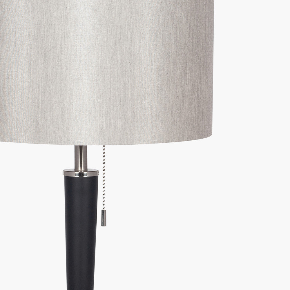 Lowry Brushed Silver and Matt Black Metal Table Lamp for sale - Woodcock and Cavendish