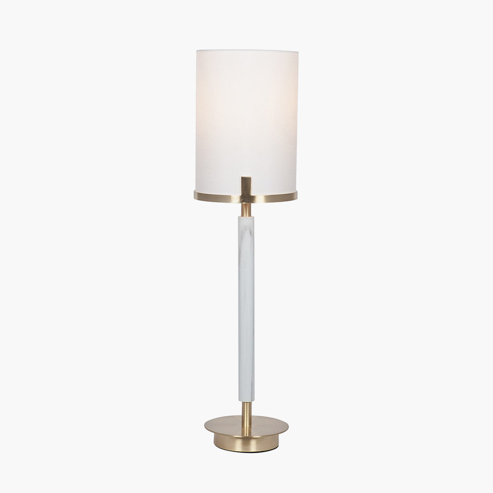Midland Champagne Gold Metal and Marble Effect Table Lamp for sale - Woodcock and Cavendish