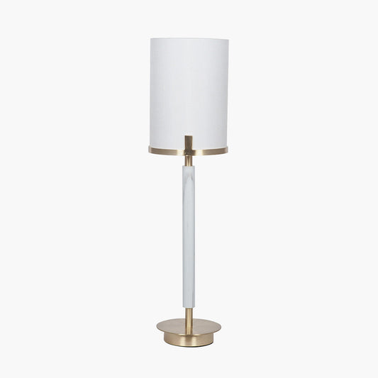 Midland Champagne Gold Metal and Marble Effect Table Lamp for sale - Woodcock and Cavendish