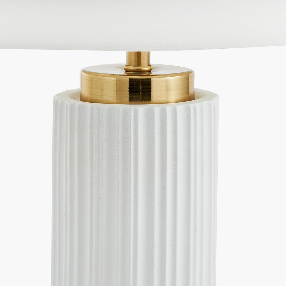 Ionic White Textured Ceramic and Gold Metal Table Lamp for sale - Woodcock and Cavendish