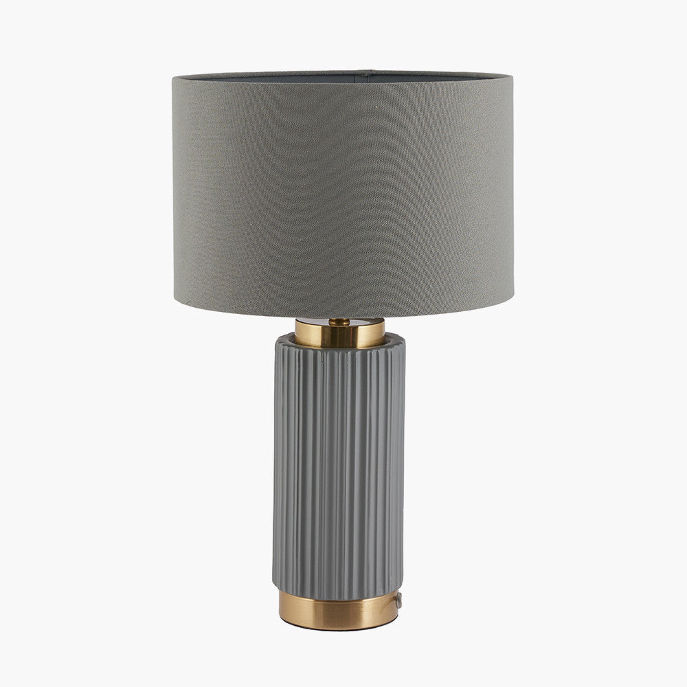 Ionic Grey Textured Ceramic and Gold Metal Table Lamp for sale - Woodcock and Cavendish