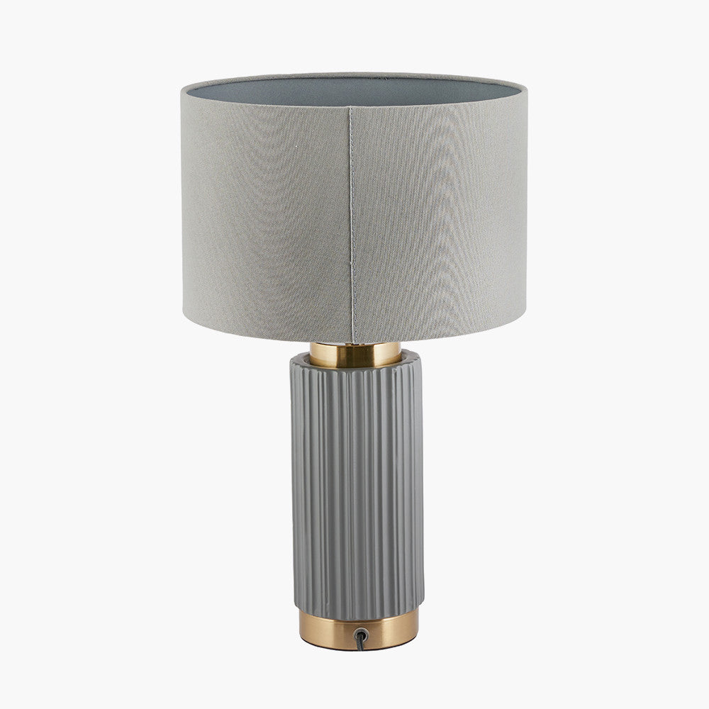 Ionic Grey Textured Ceramic and Gold Metal Table Lamp for sale - Woodcock and Cavendish