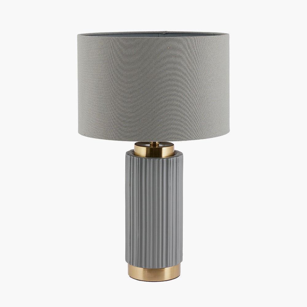 Ionic Grey Textured Ceramic and Gold Metal Table Lamp for sale - Woodcock and Cavendish