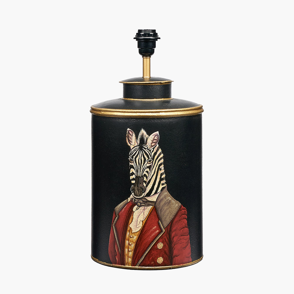 Zebra Black Hand Painted Metal Table Lamp for sale - Woodcock and Cavendish