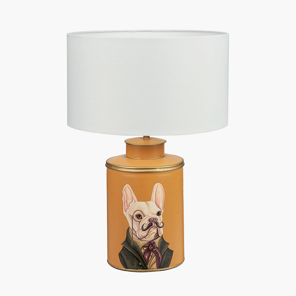 Boston Terrier Mustard Hand Painted Metal Table Lamp for sale - Woodcock and Cavendish