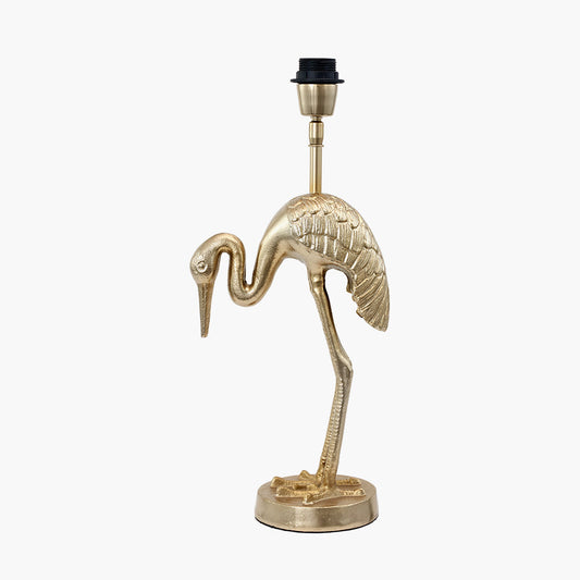 Daurian Shiny Gold Metal Crane Table Lamp for sale - Woodcock and Cavendish