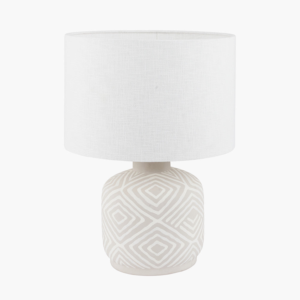 Margot Grey Patterned Small Stoneware Table Lamp