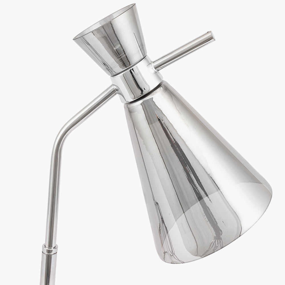 Monroe Smoke Glass and Silver Metal Waisted Table Lamp for sale - Woodcock and Cavendish
