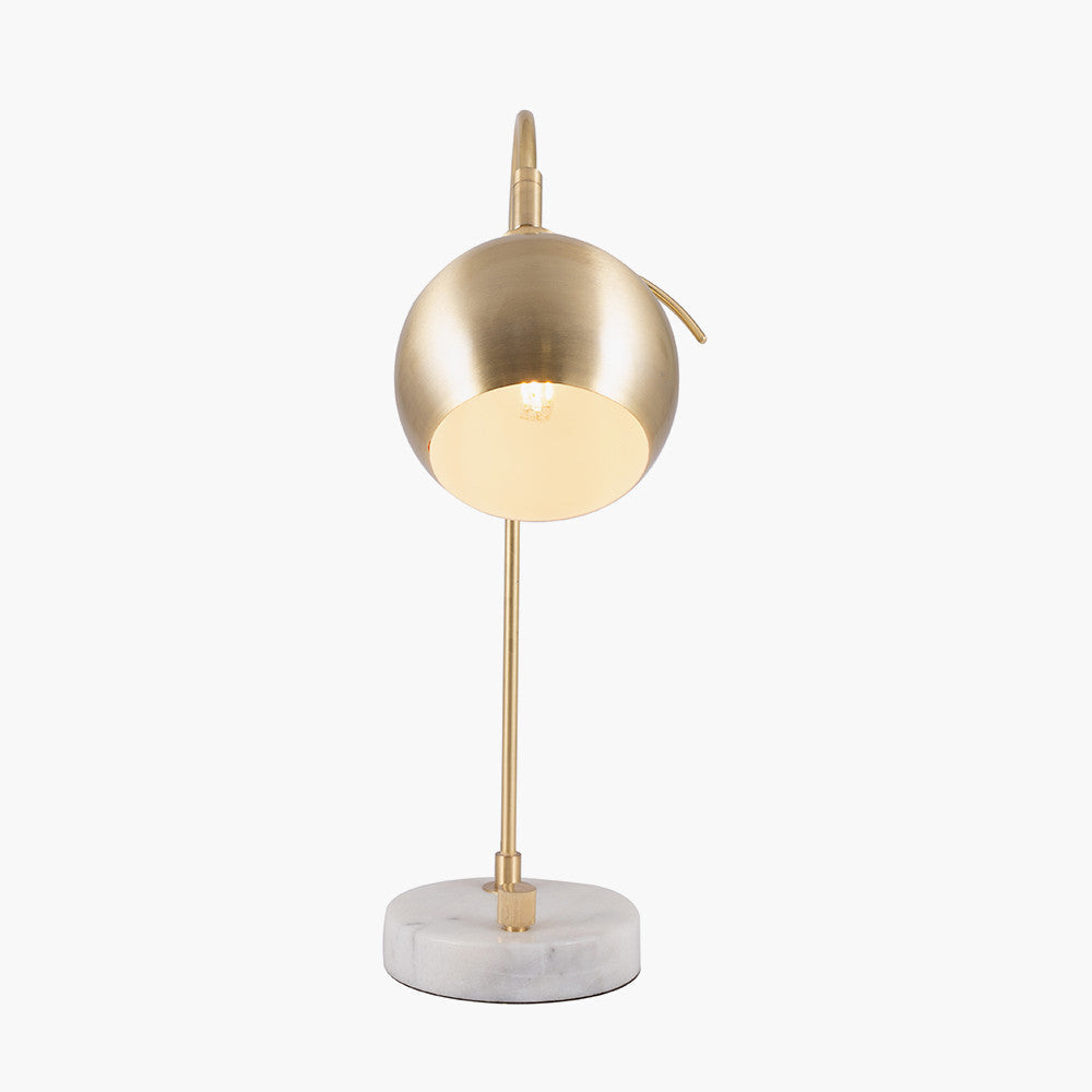 FelicianiÂ Brushed Brass Metal and White Marble Task Lamp for sale - Woodcock and Cavendish