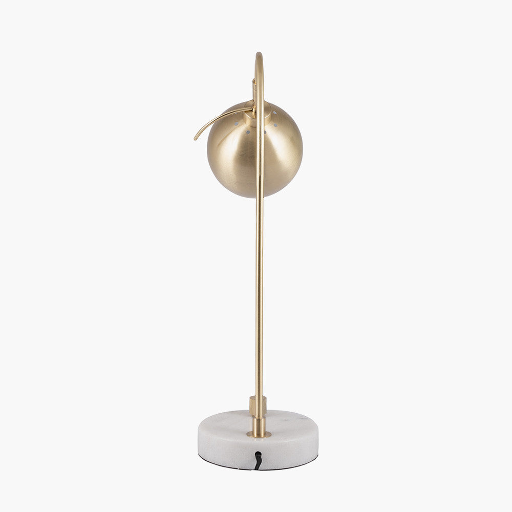 FelicianiÂ Brushed Brass Metal and White Marble Task Lamp for sale - Woodcock and Cavendish