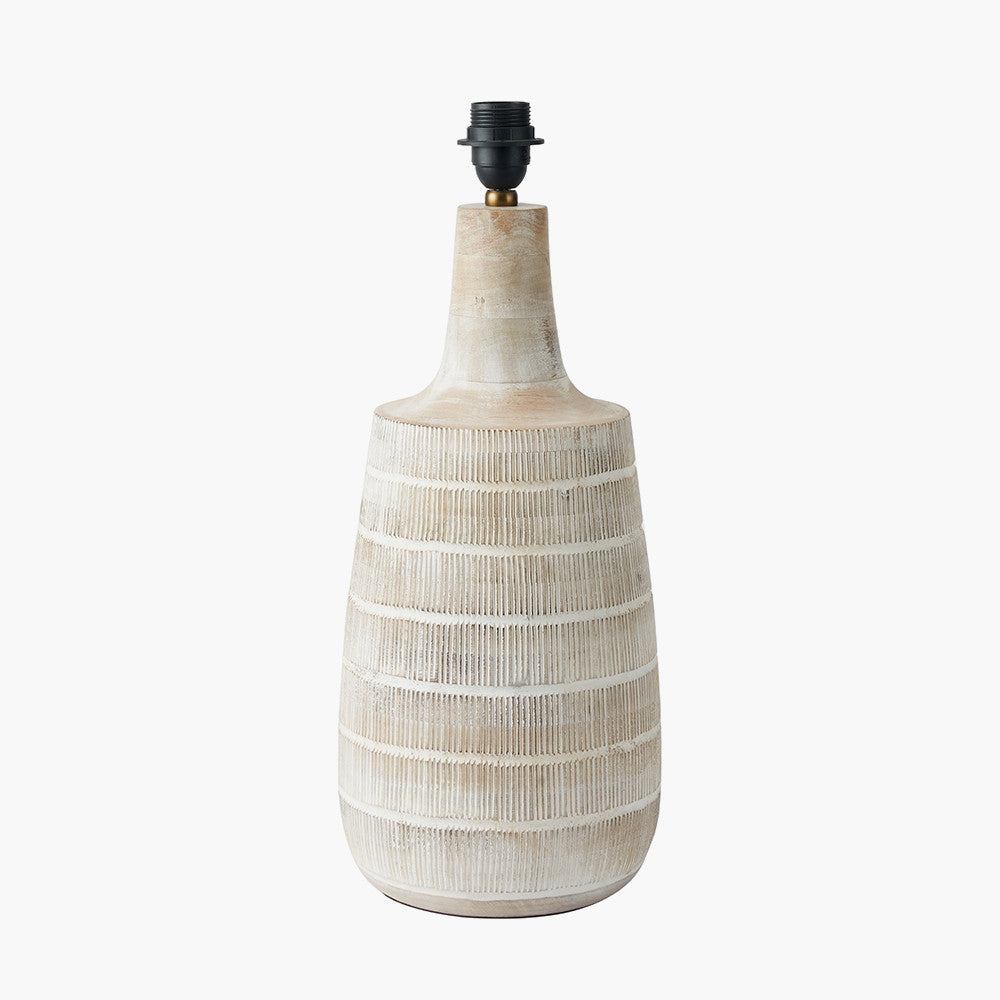 Dambula White Wash Wood Textured Tall Neck Table Lamp for sale - Woodcock and Cavendish