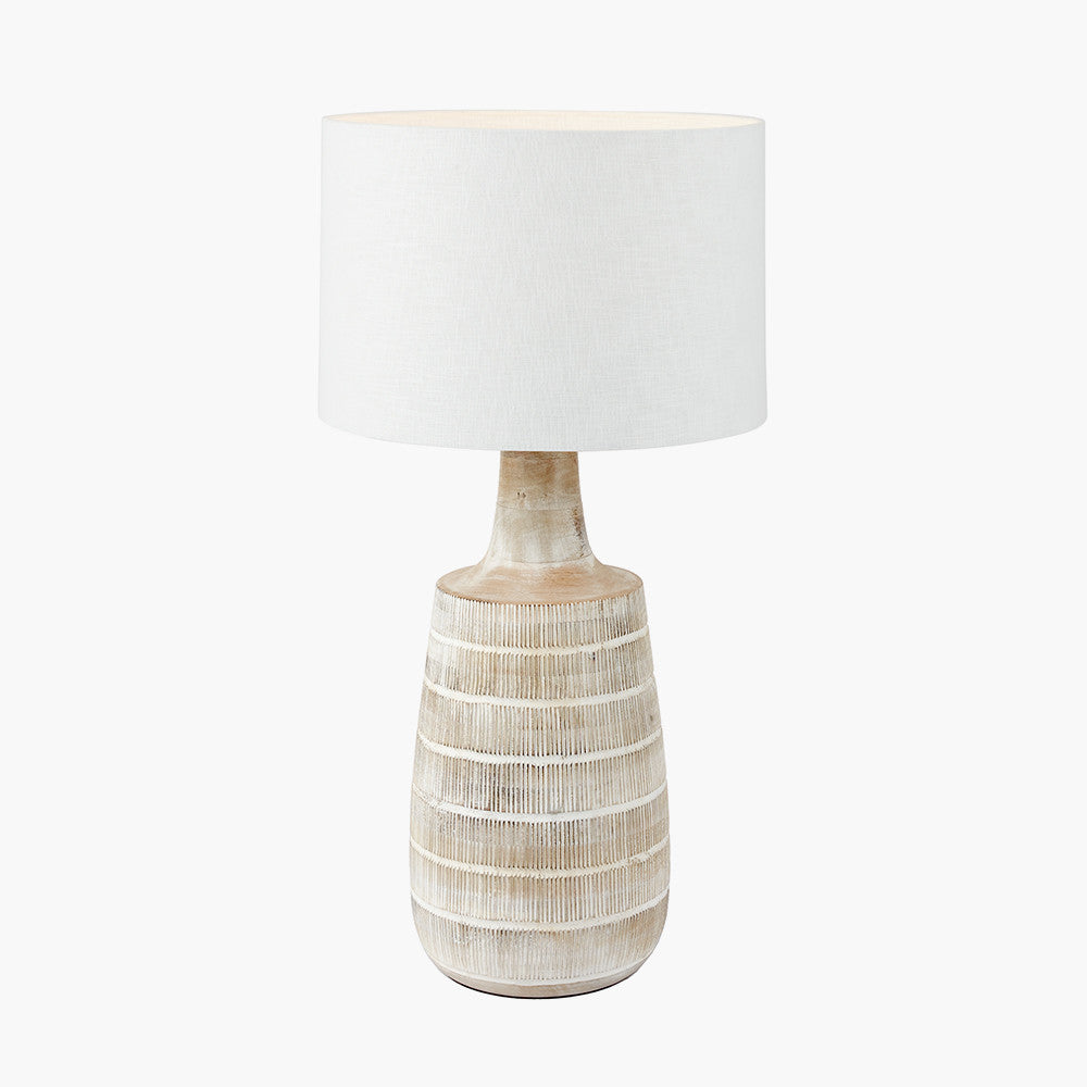 Dambula White Wash Wood Textured Tall Neck Table Lamp for sale - Woodcock and Cavendish