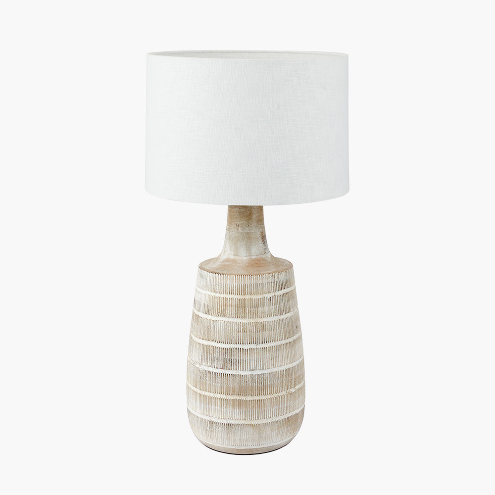 Dambula White Wash Wood Textured Tall Neck Table Lamp for sale - Woodcock and Cavendish