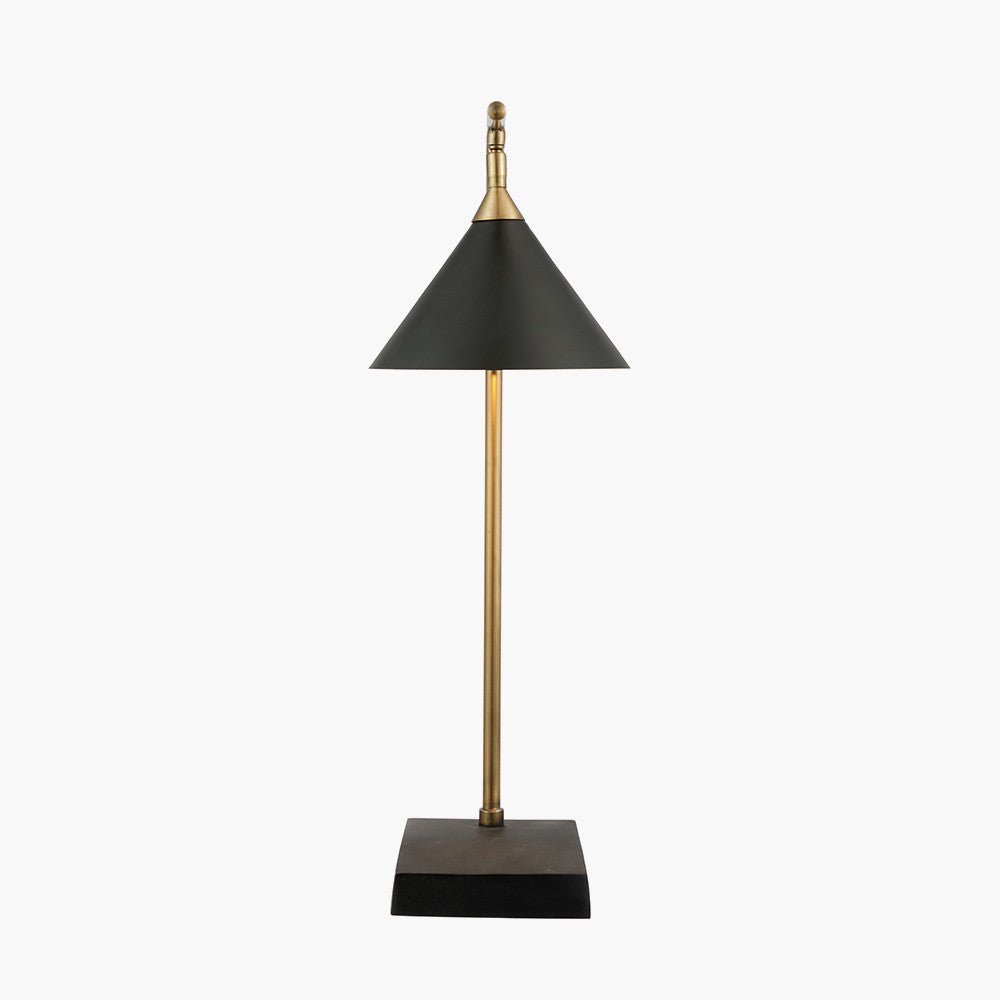 Zeta Matt Black and Antique Brass Table Lamp for sale - Woodcock and Cavendish