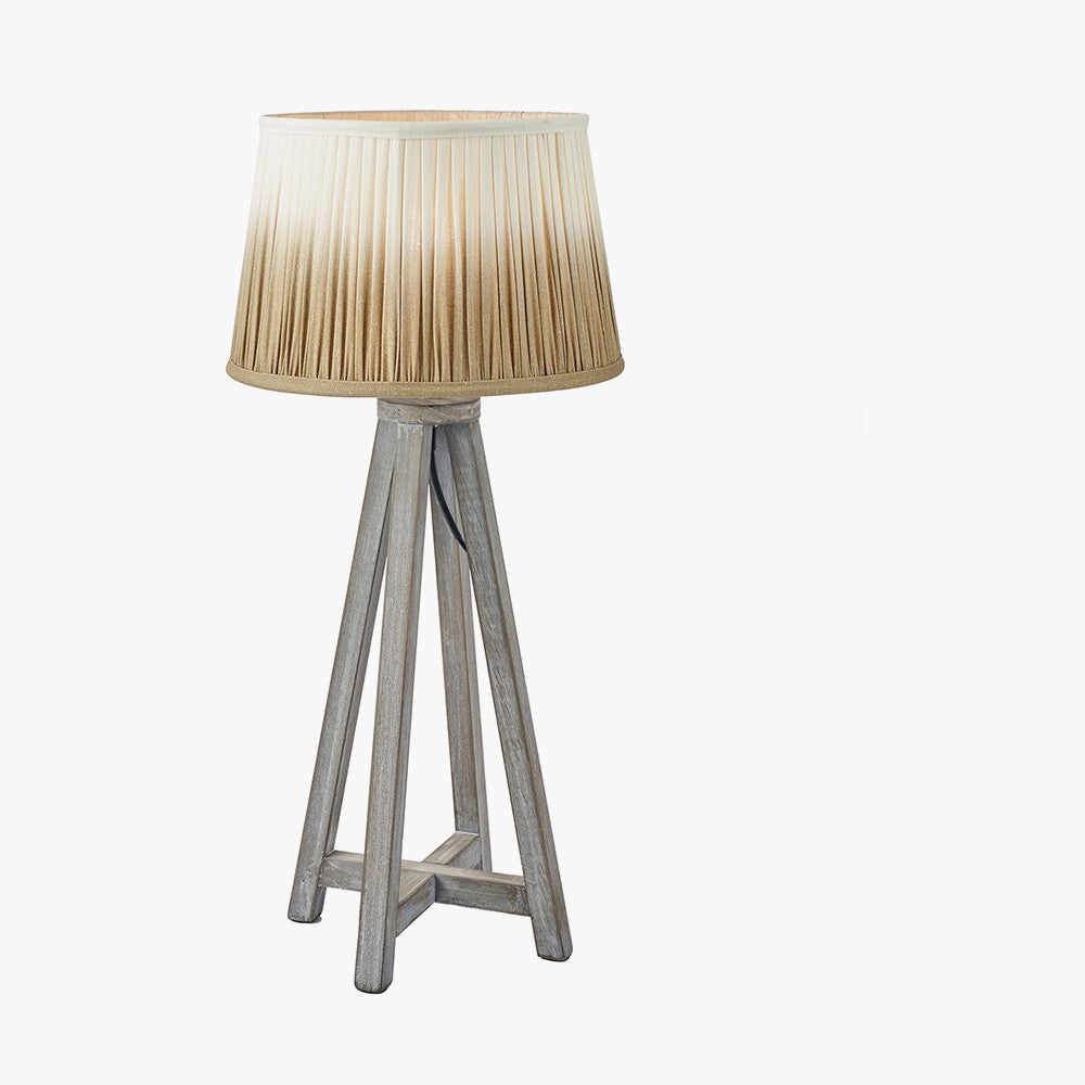 Whitby Grey Wash Wood Tapered 4 Post Table Lamp