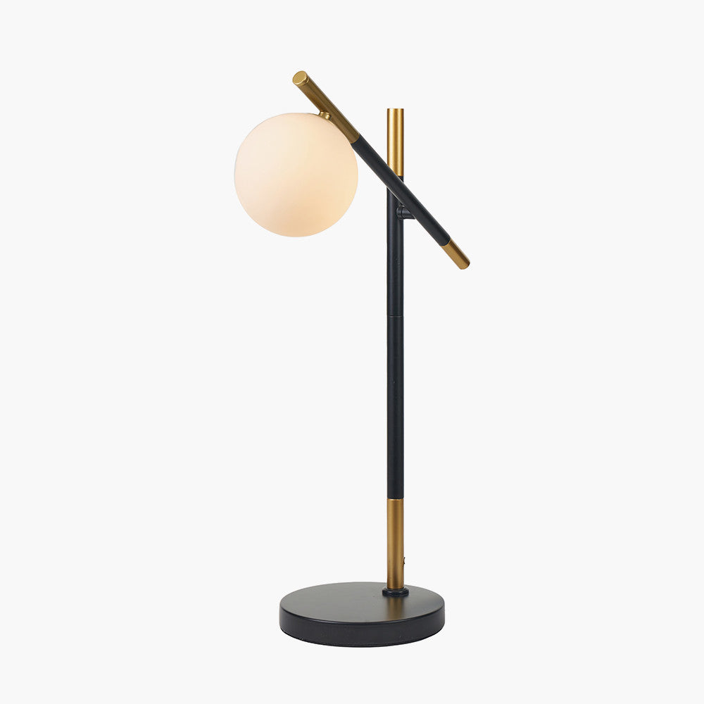 Wanda White Orb and Black Metal Table Lamp for sale - Woodcock and Cavendish