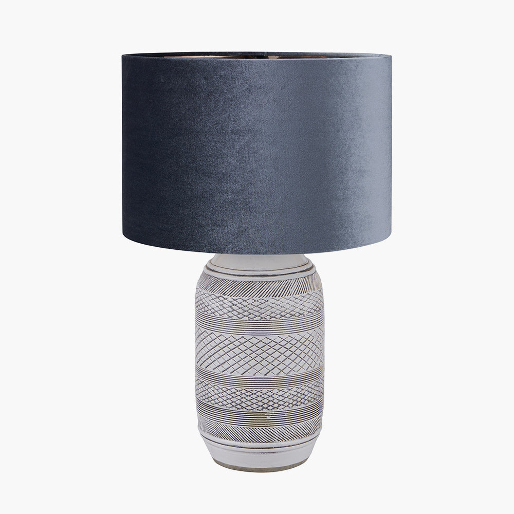 Kira White and Black Textured  Stoneware Table Lamp