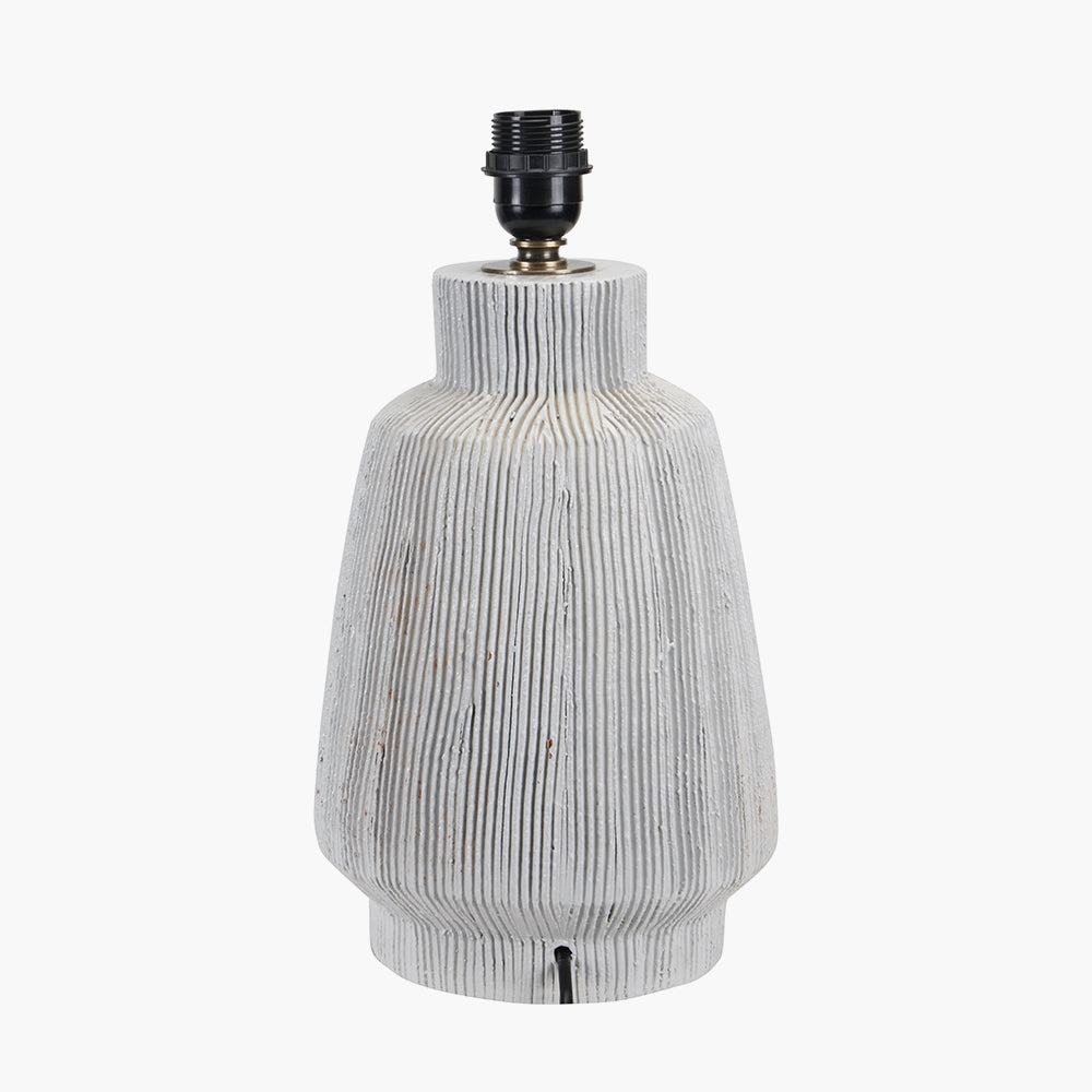 Kythira White Linear Design Stoneware Table Lamp