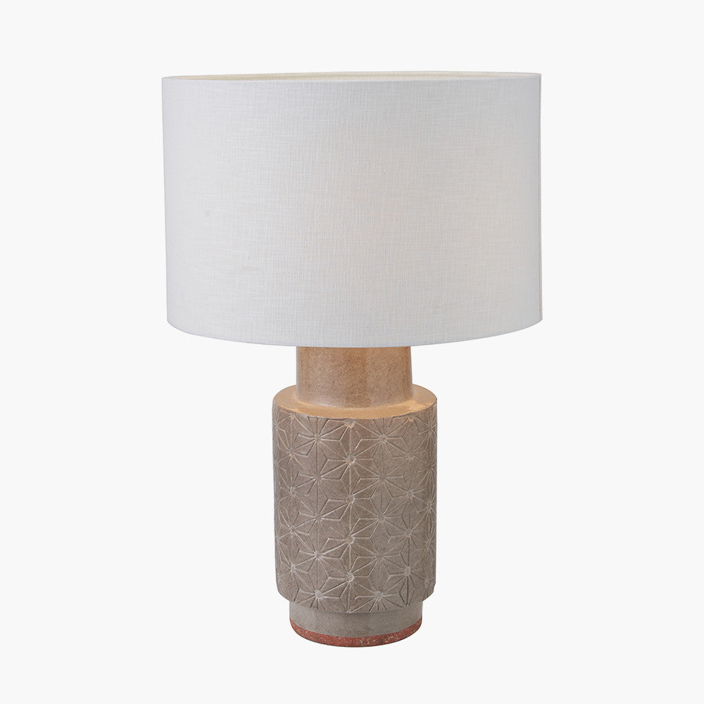 Sidra Grey Stoneware Etch Detail Table Lamp