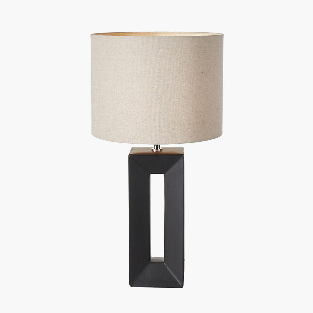 Block Black Ceramic Tall Table Lamp for sale - Woodcock and Cavendish
