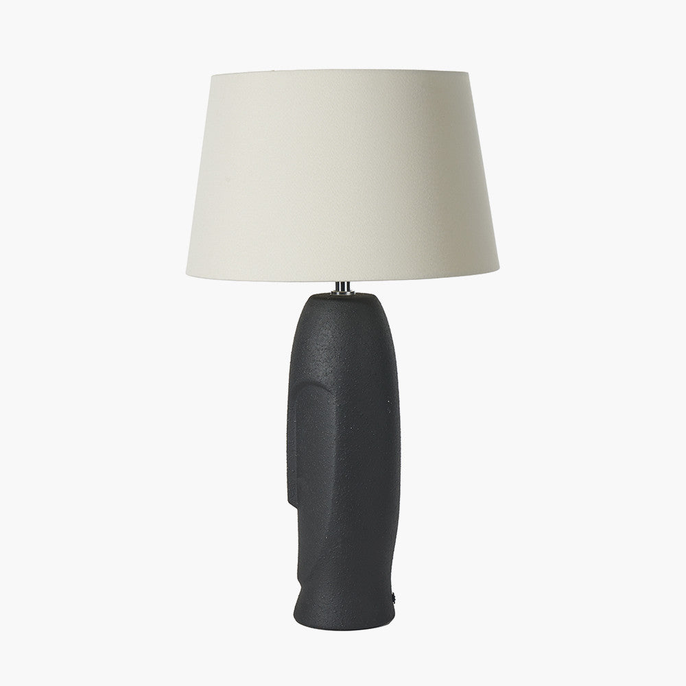 Rushmore Black Textured Ceramic Table Lamp With Face Detail for sale - Woodcock and Cavendish