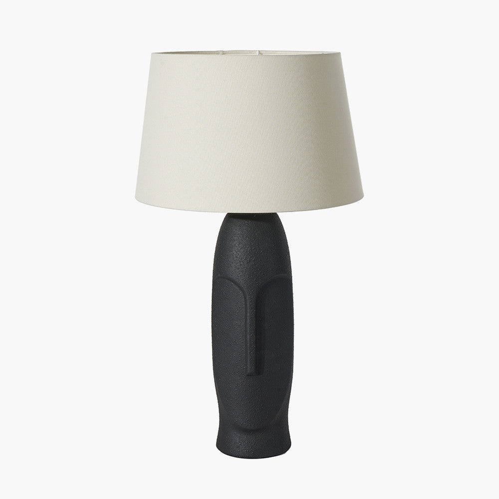 Rushmore Black Textured Ceramic Table Lamp With Face Detail for sale - Woodcock and Cavendish