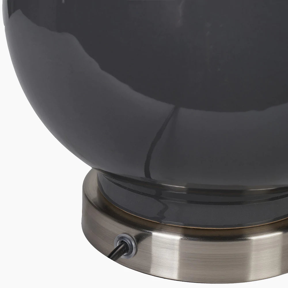 Gatsby Grey Ceramic Table Lamp With Brushed Silver Metal Detail for sale - Woodcock and Cavendish