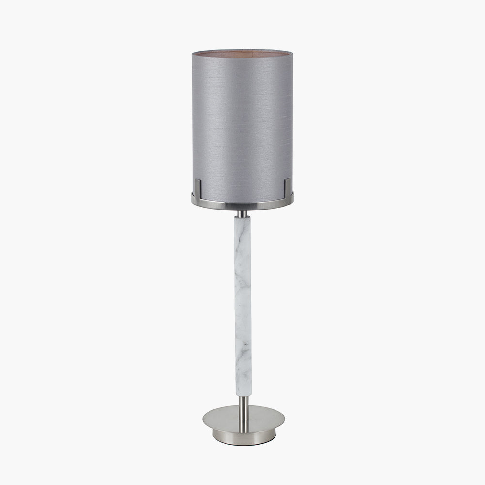 Midland Brushed Nickel and Grey Marble Effect Table Lamp