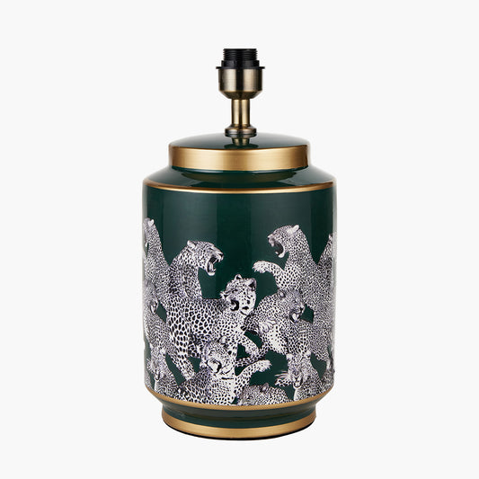 Saskia Forest Green Tall Cheetah Ceramic Table Lamp