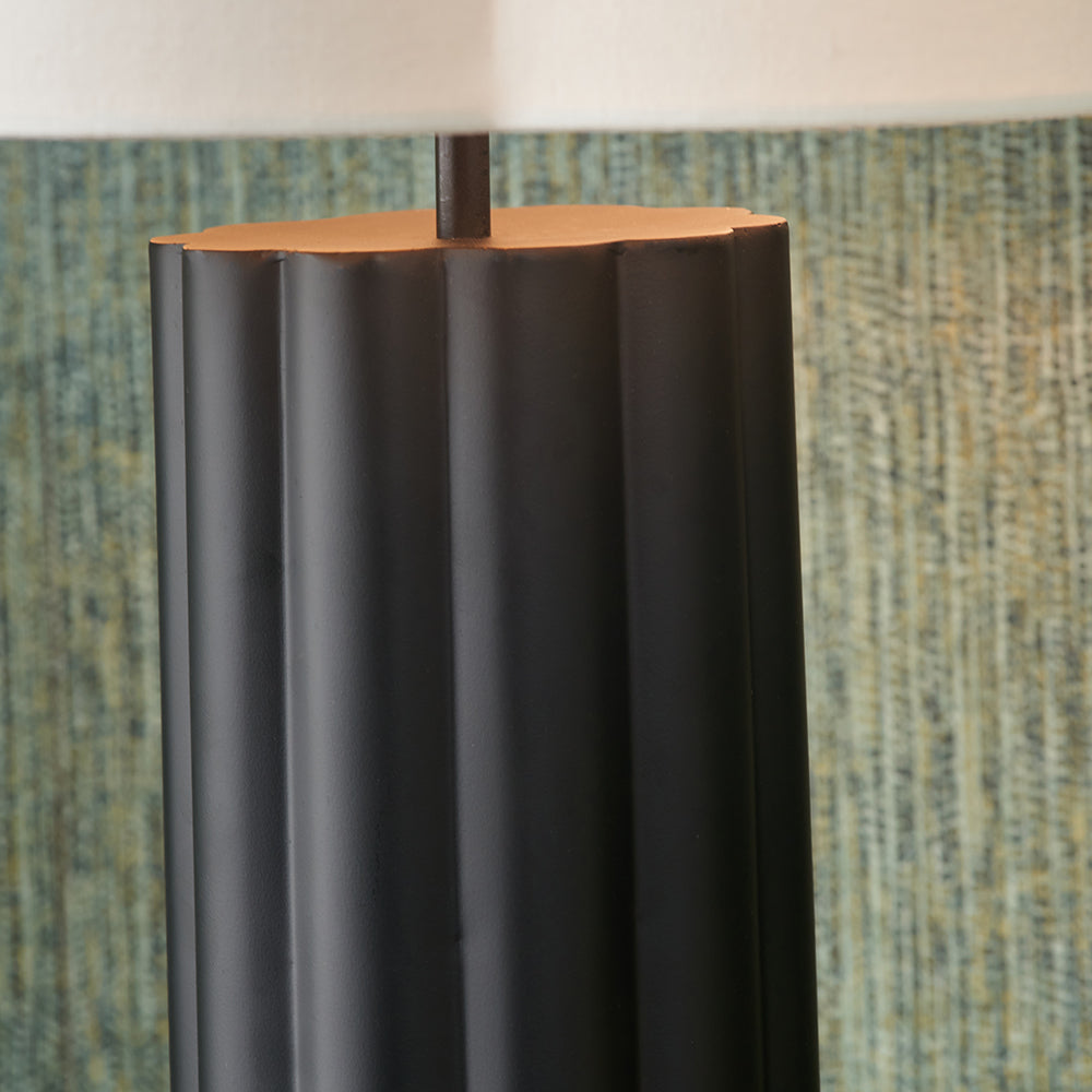 Black Metal Scallop Table Lamp – 45cm White Handloom Scalloped Shade