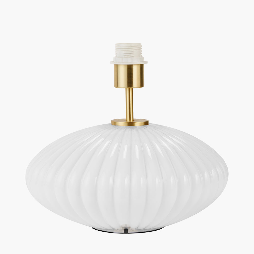 Emilia White Ribbed Glass & Gold Metal Oval Table Lamp