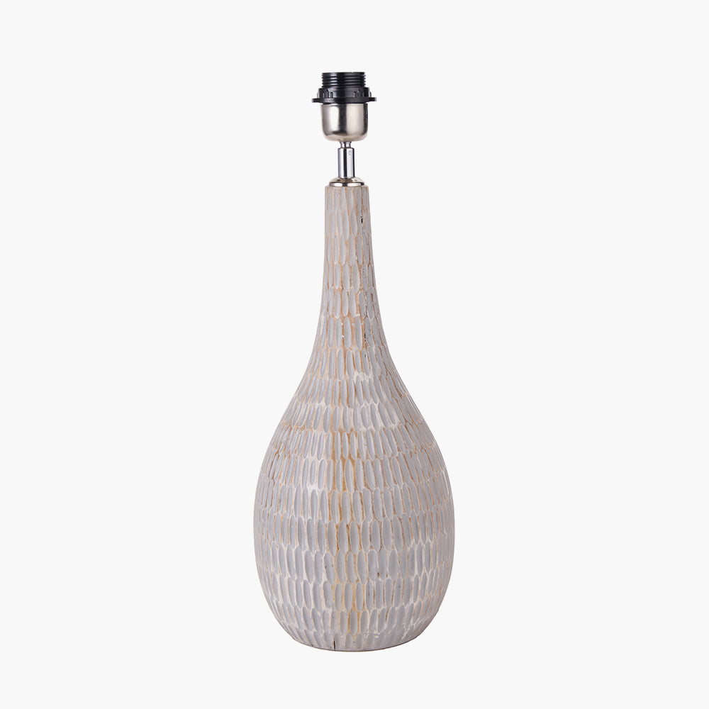 Ioan Grey Engraved Wood Bottle Table Lamp