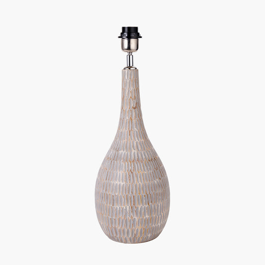 Ioan Grey Engraved Wood Bottle Table Lamp