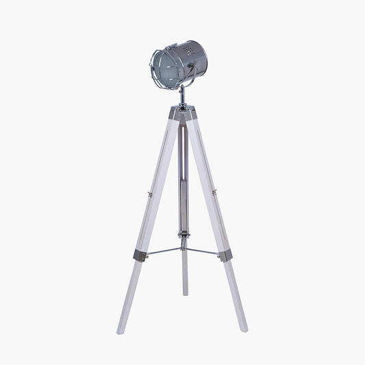 Capstan White Wash and Silver Metal Tripod Floor Lamp for sale - Woodcock and Cavendish