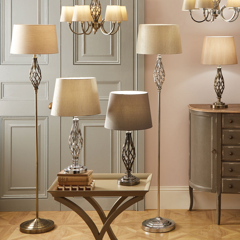 Jenna Silver Metal Twist Detail Floor Lamp for sale - Woodcock and Cavendish