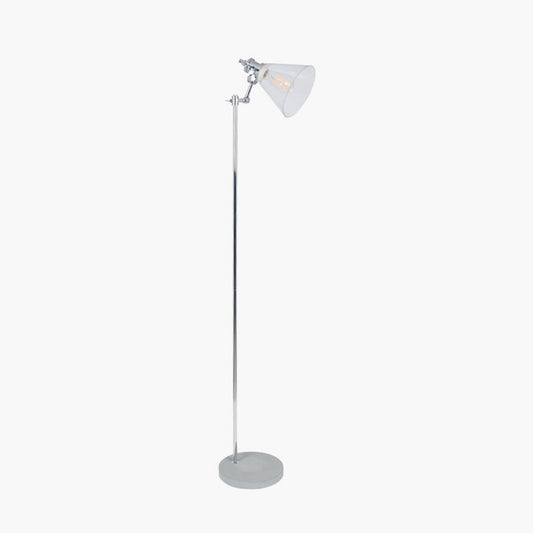 Chaplin Concrete and Brushed Chrome Floor Lamp for sale - Woodcock and Cavendish