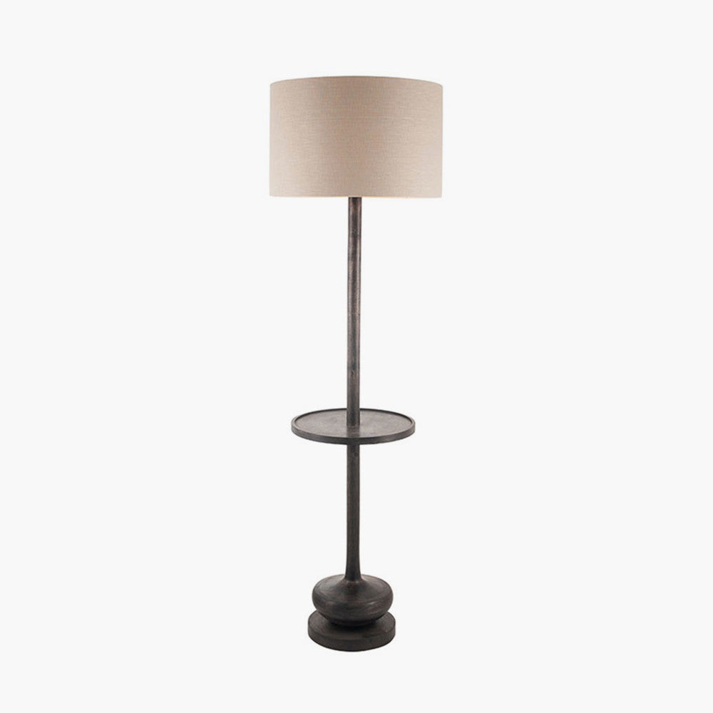 Hemi Dark Wash Wood Floor Lamp with Table for sale - Woodcock and Cavendish