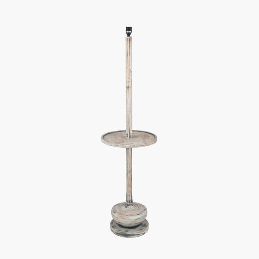 Hemi Vintage Grey Wood Floor Lamp with Table for sale - Woodcock and Cavendish