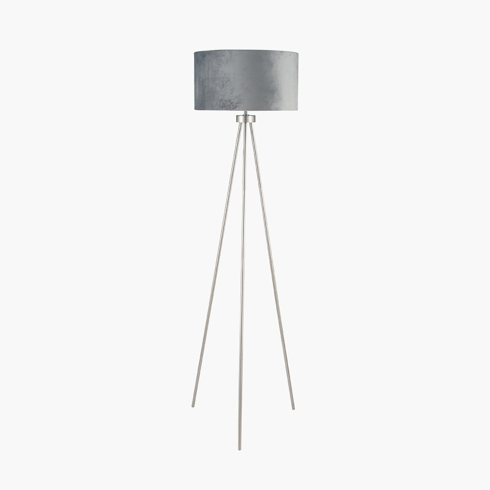 Houston Brushed Silver Tripod Floor Lamp for sale - Woodcock and Cavendish