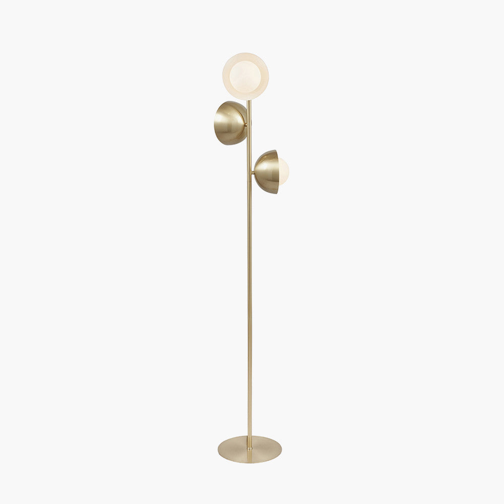 Estelle Brushed Brass Metal and White Orb Dome Floor Lamp for sale - Woodcock and Cavendish