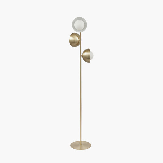 Estelle Brushed Brass Metal and White Orb Dome Floor Lamp for sale - Woodcock and Cavendish