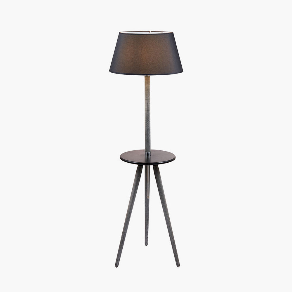Malmo Grey Wood and Black Table Floor Lamp