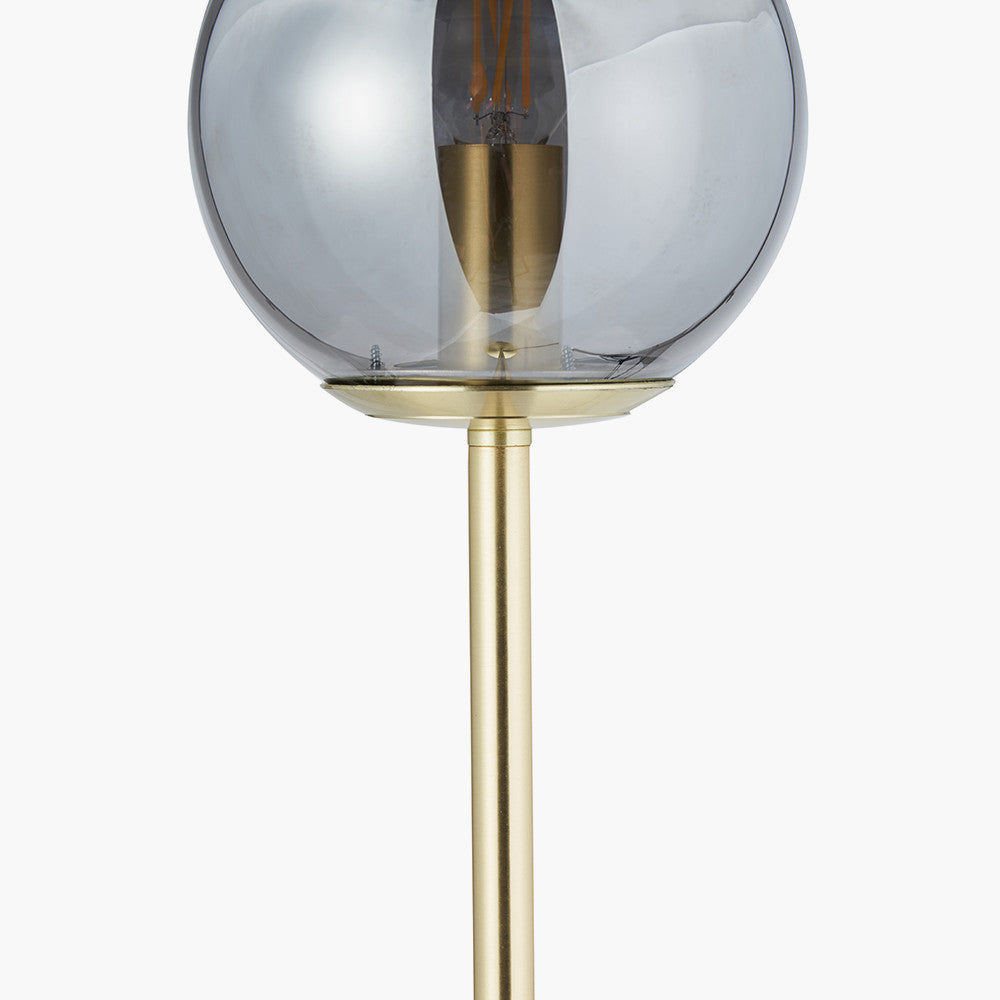 Arabella Smoked Glass Orb and Gold Metal Floor Lamp for sale - Woodcock and Cavendish