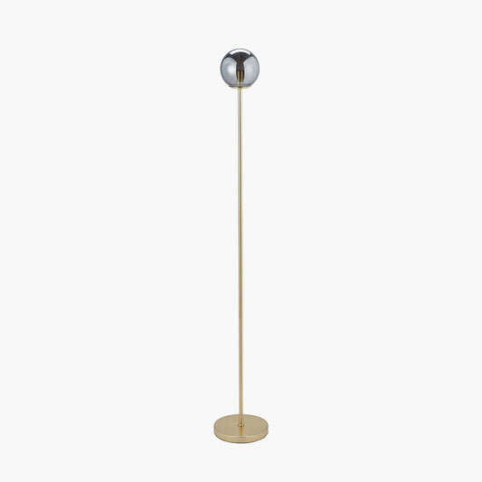 Arabella Smoked Glass Orb and Gold Metal Floor Lamp for sale - Woodcock and Cavendish