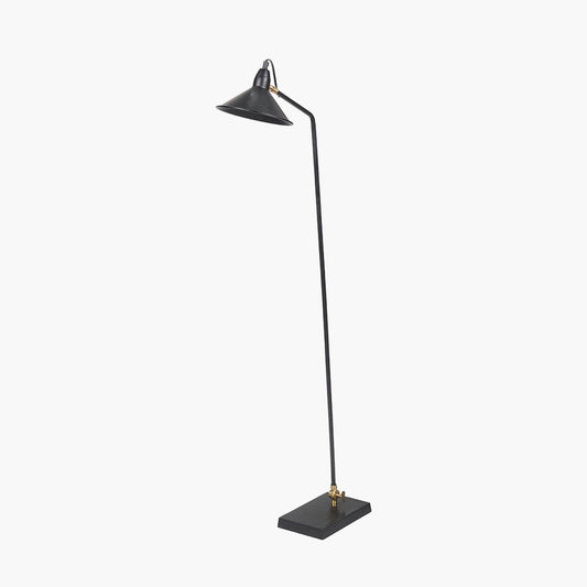 Canton Matt Black and Brass Metal Cone Floor Lamp for sale - Woodcock and Cavendish