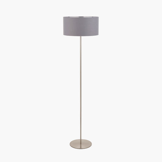 Elin Brushed Silver & Steel Grey Floor Lamp