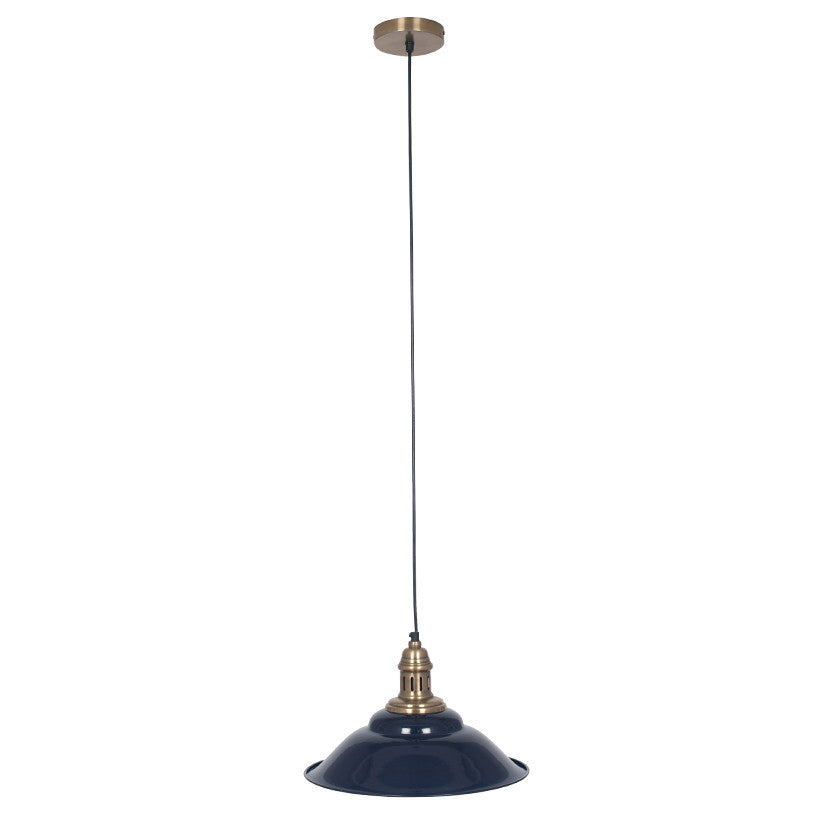 Macchiato Navy and Antique Brass Metal Cafe Pendant